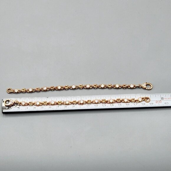 Rose Gold Tone Matching 925 Silver Bracelets Cubic Zirconia Thailand Lot of 2 - Picture 10 of 10